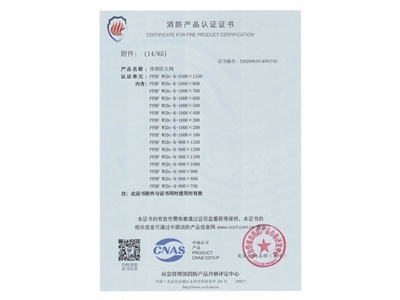 排煙防火閥3C證書  2500x1250-15